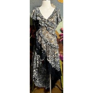 Anthropologie V-Neck Ruffle Lace Dress 0P